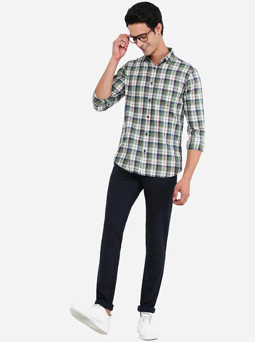 Navy Blue Solid Venice Fit Casual Trouser | JadeBlue