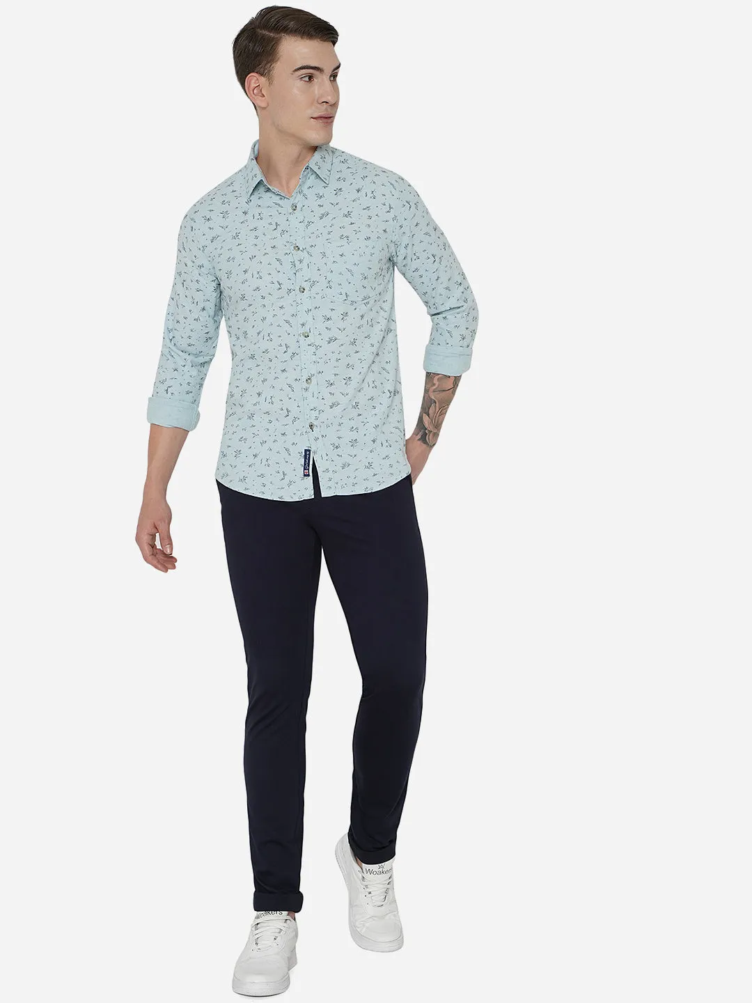 Navy Blue Solid Venice Fit Casual Trouser | JadeBlue