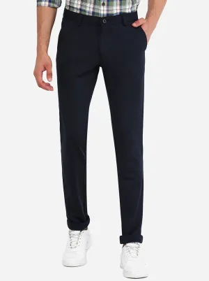 Navy Blue Solid Venice Fit Casual Trouser | JadeBlue