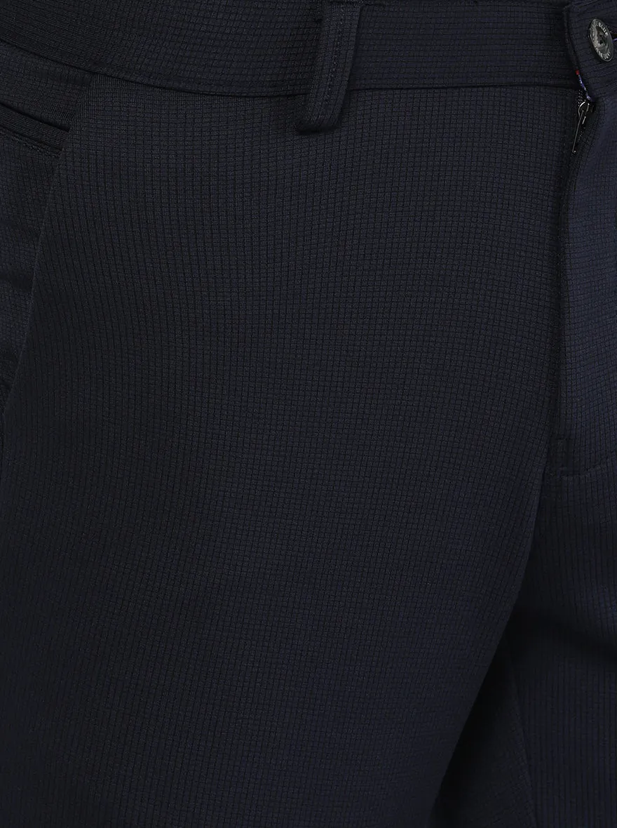 Navy Blue Solid Venice Fit Casual Trouser | JadeBlue