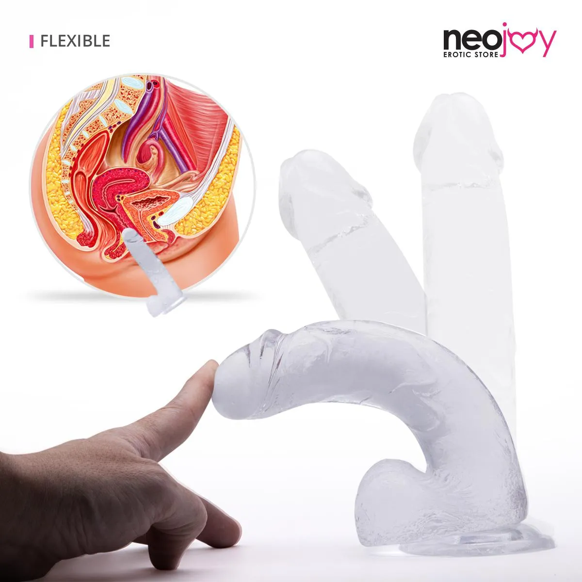 Neojoy 7.87 inch Jelly Dildo - Transparent