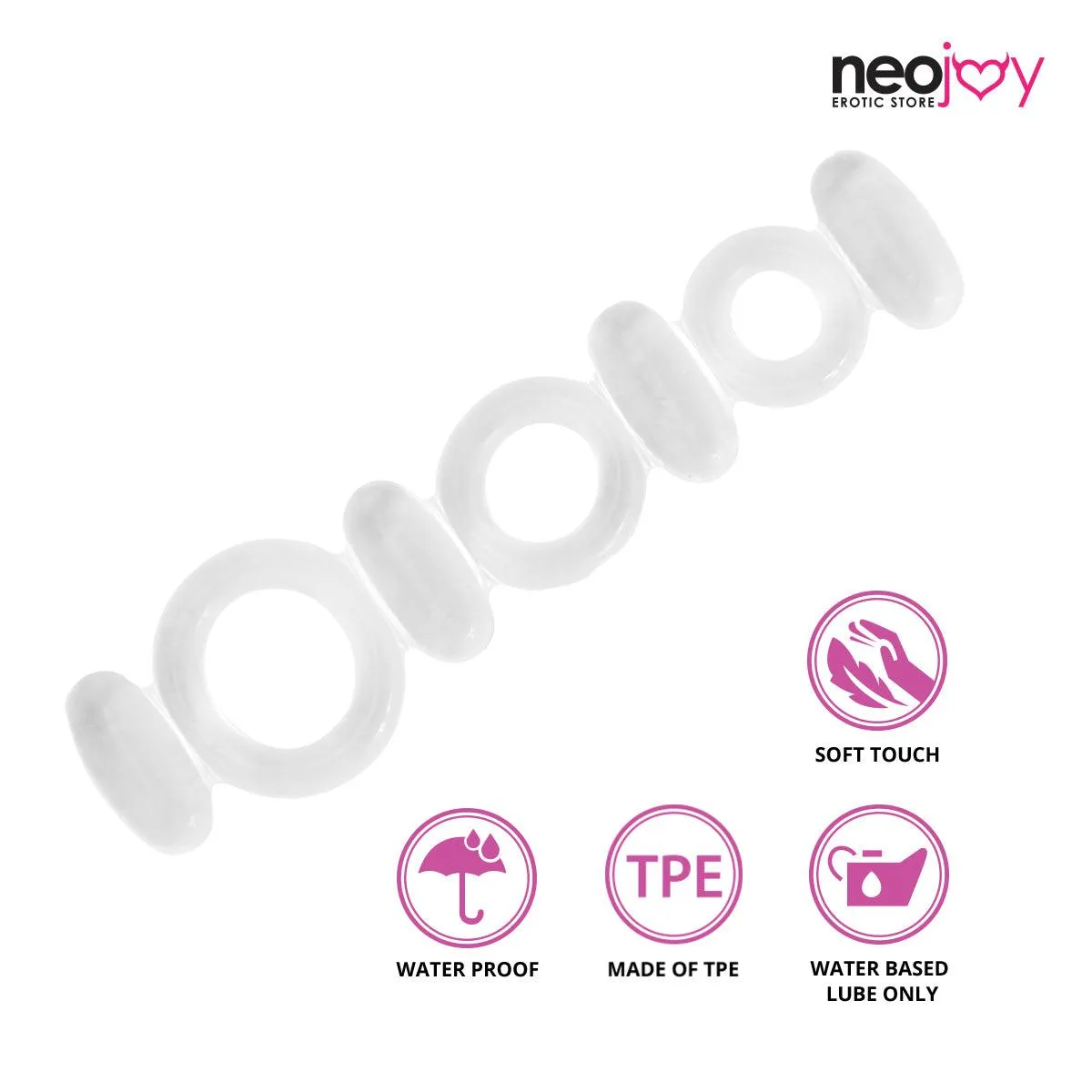 Neojoy Jelly Butterfly TPR Super Elastic Cock Ring to Stay Hard and Longer Time with Spicy Massage to Clit