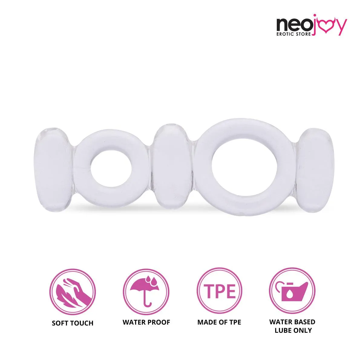 Neojoy Jelly Butterfly TPR Super Elastic Cock Ring to Stay Hard and Longer Time with Spicy Massage to Clit