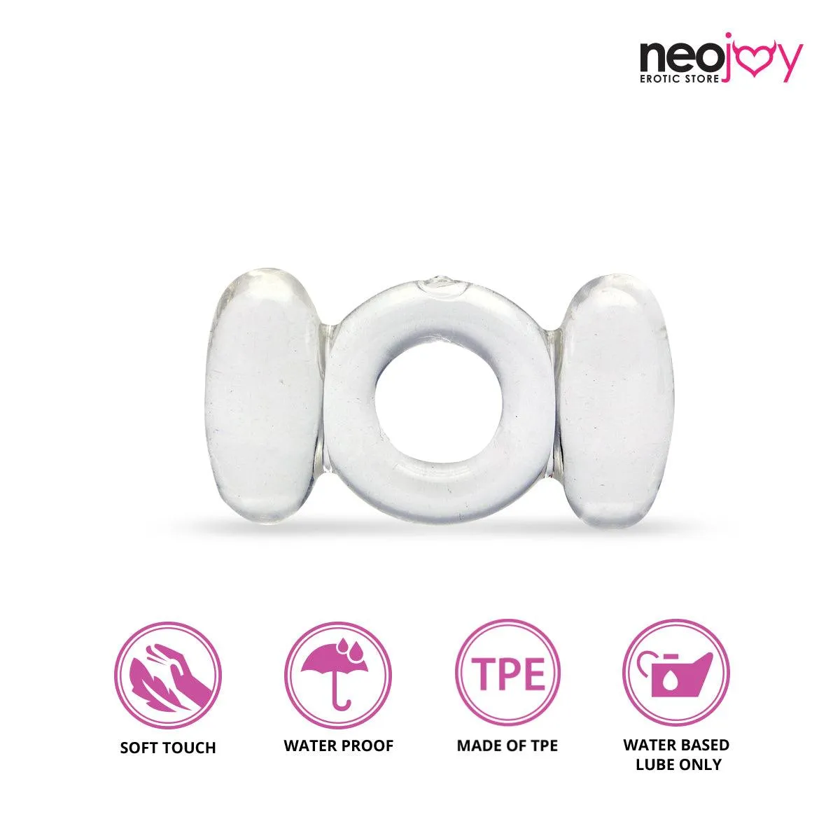 Neojoy Jelly Butterfly TPR Super Elastic Cock Ring to Stay Hard and Longer Time with Spicy Massage to Clit