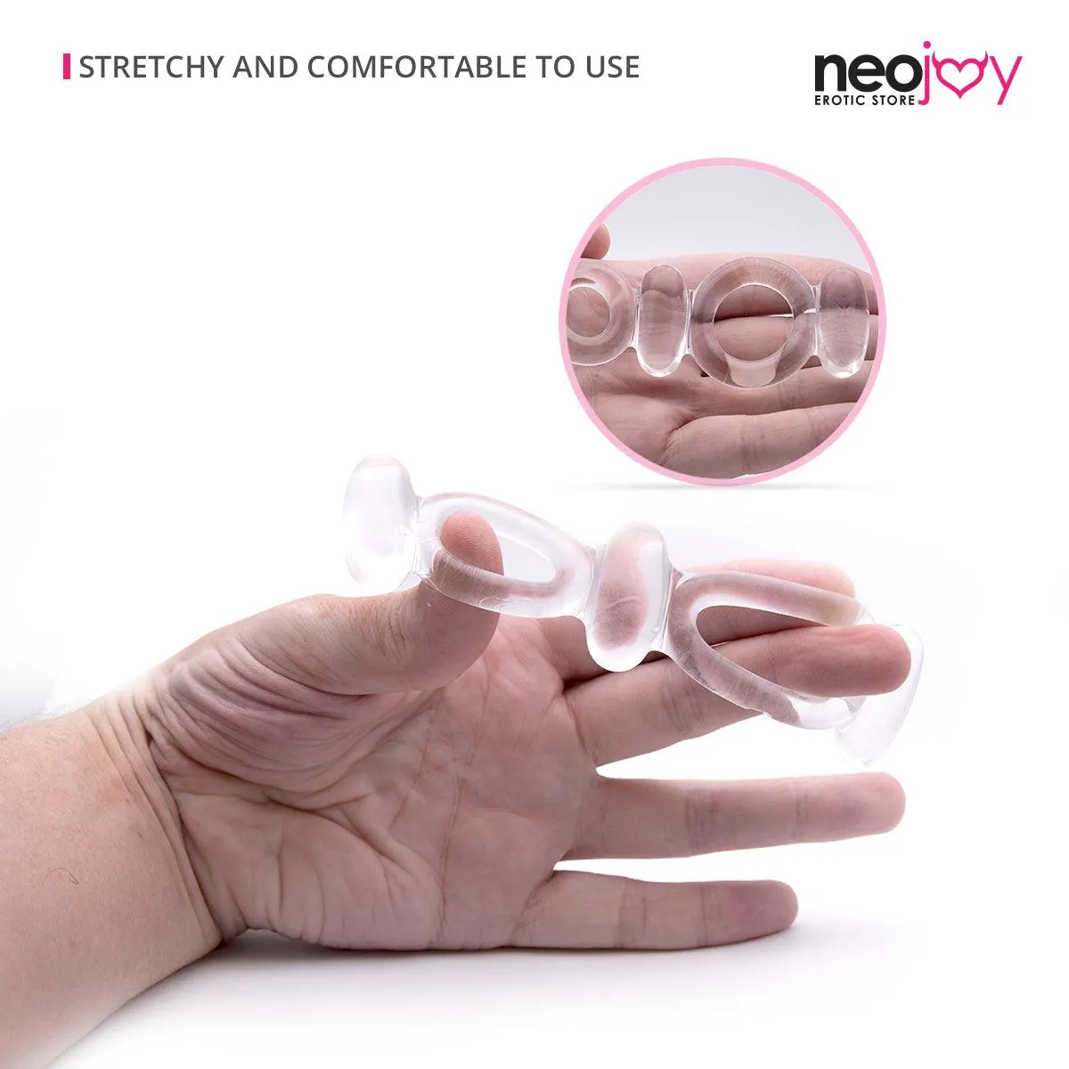 Neojoy Jelly Butterfly TPR Super Elastic Cock Ring to Stay Hard and Longer Time with Spicy Massage to Clit