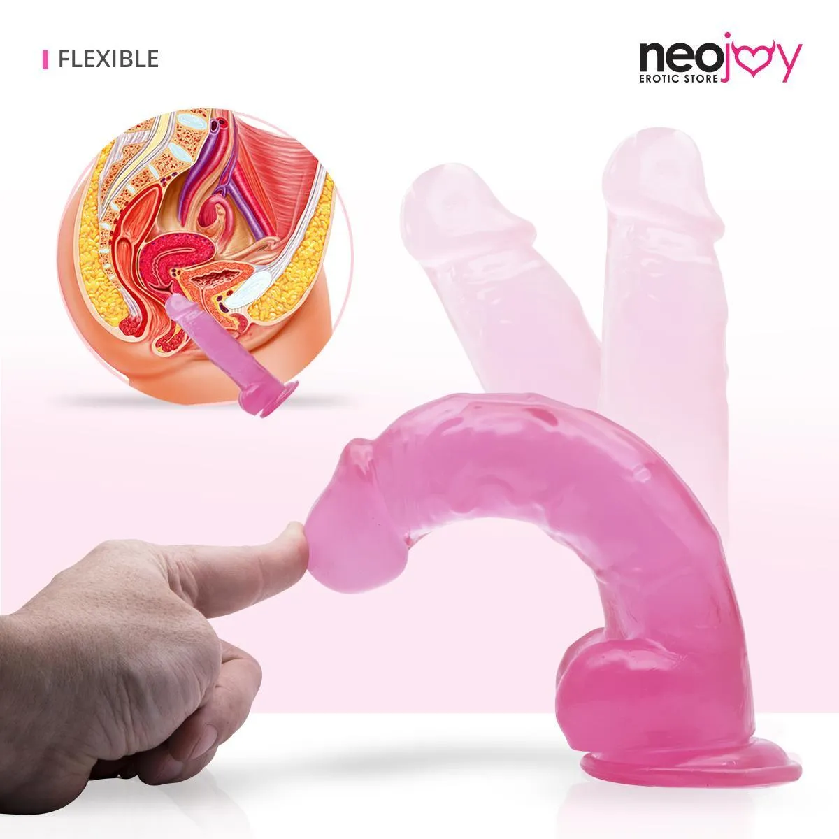 Neojoy - Jelly Dildo - Pink - 22.8 cm - 9 Inch
