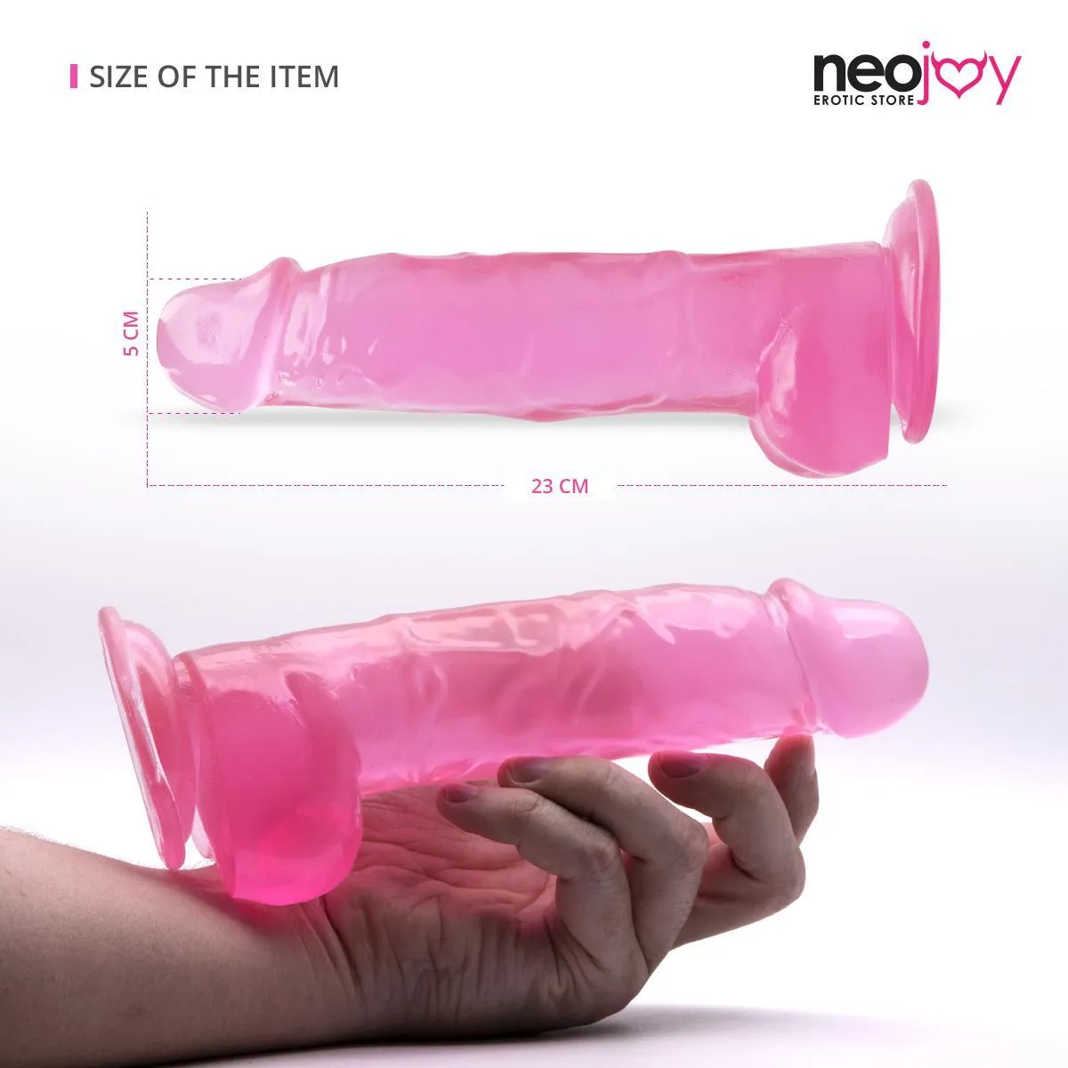 Neojoy - Jelly Dildo - Pink - 22.8 cm - 9 Inch