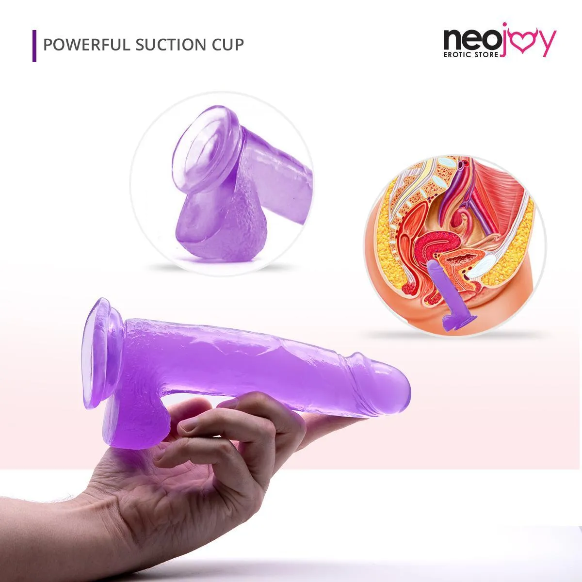 Neojoy - Jelly Dildo - Purple - 19.8 cm - 7.8 Inch