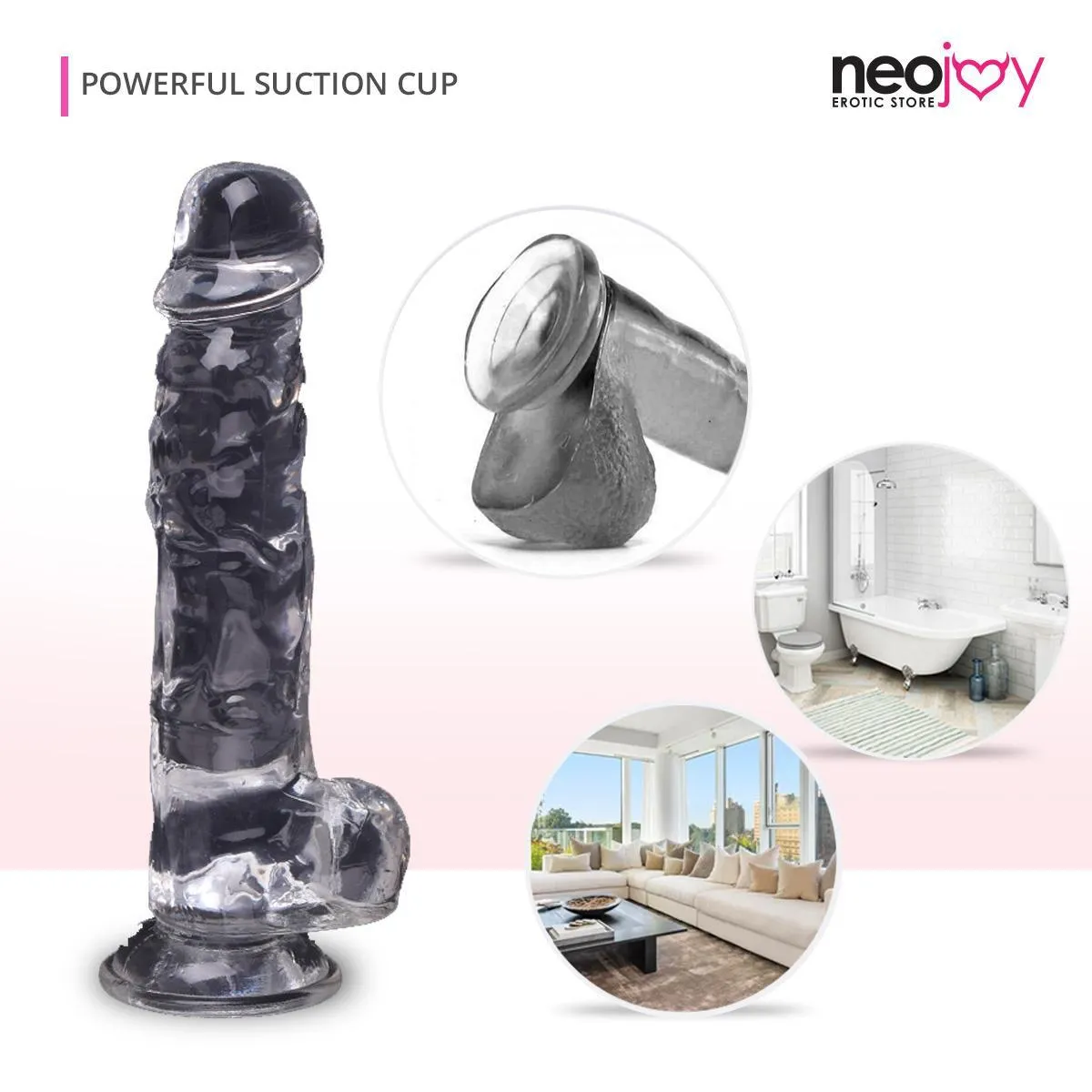 Neojoy - Jelly Dildo - Transparent - 23cm - 9.1 inch