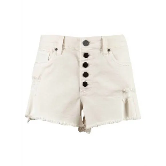 NEW KUT FROM THE KLOTH jane high rise short w/ frayed hem in ecru