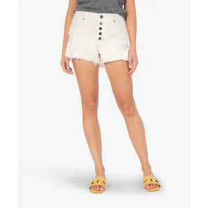 NEW KUT FROM THE KLOTH jane high rise short w/ frayed hem in ecru