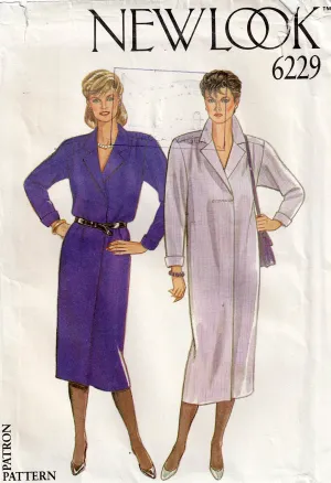 New Look 6229 Womens Pullover Dress with Front Pleat Detail 1980s Vintage Sewing Pattern Sizes 18 - 26 UNCUT Factory Folded