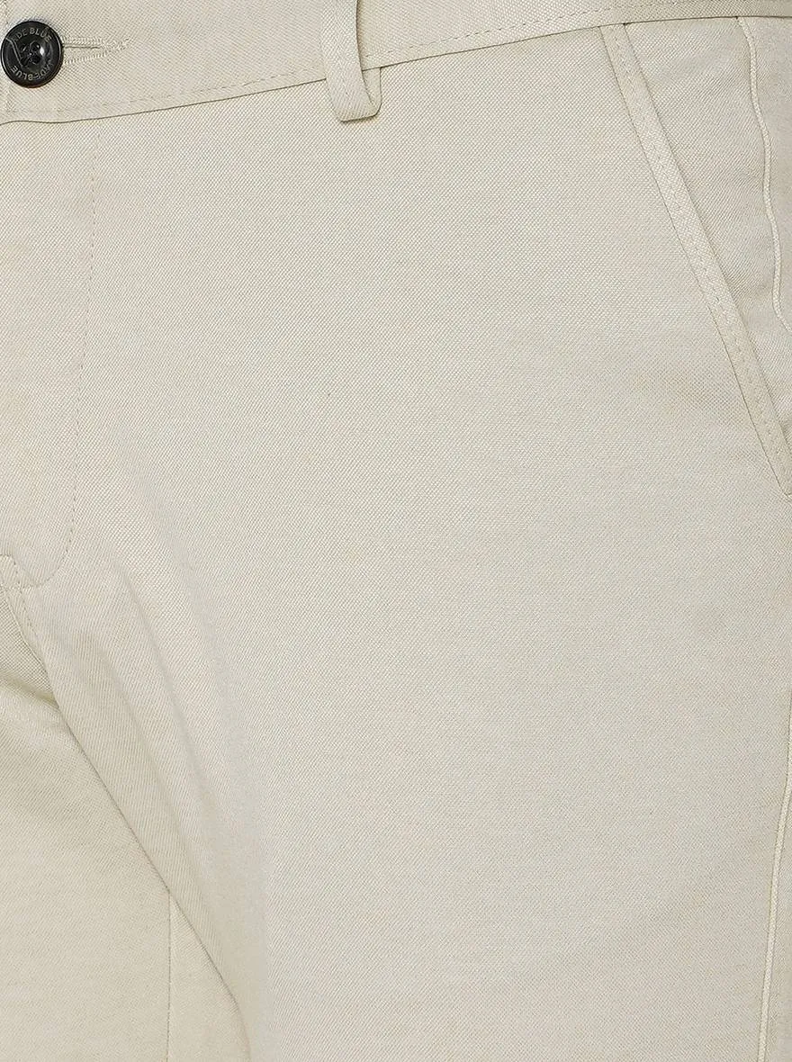 Off-White Solid Venice Fit Casual Trouser | JadeBlue