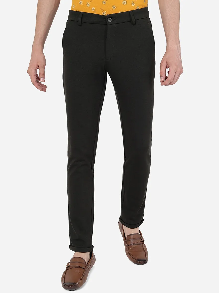Olive Green Solid Venice Fit Casual Trouser | JadeBlue