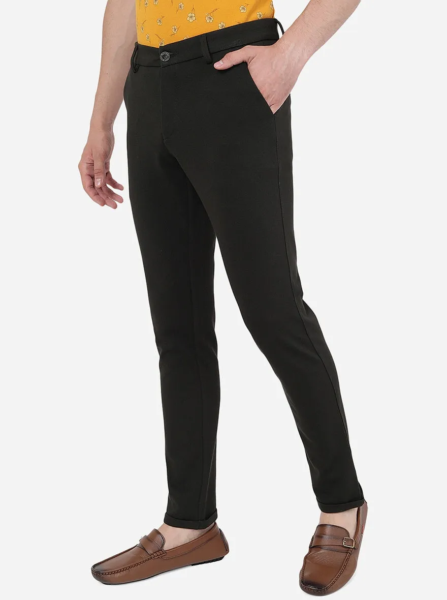 Olive Green Solid Venice Fit Casual Trouser | JadeBlue