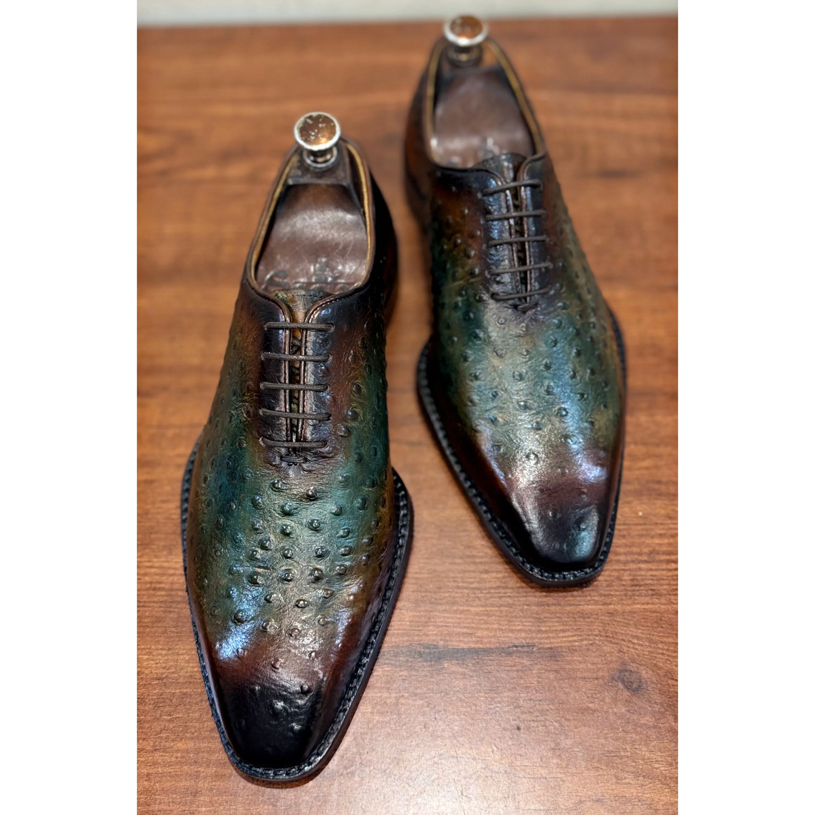 Ostrich Wholecut Oxfords Italia Hand Patina