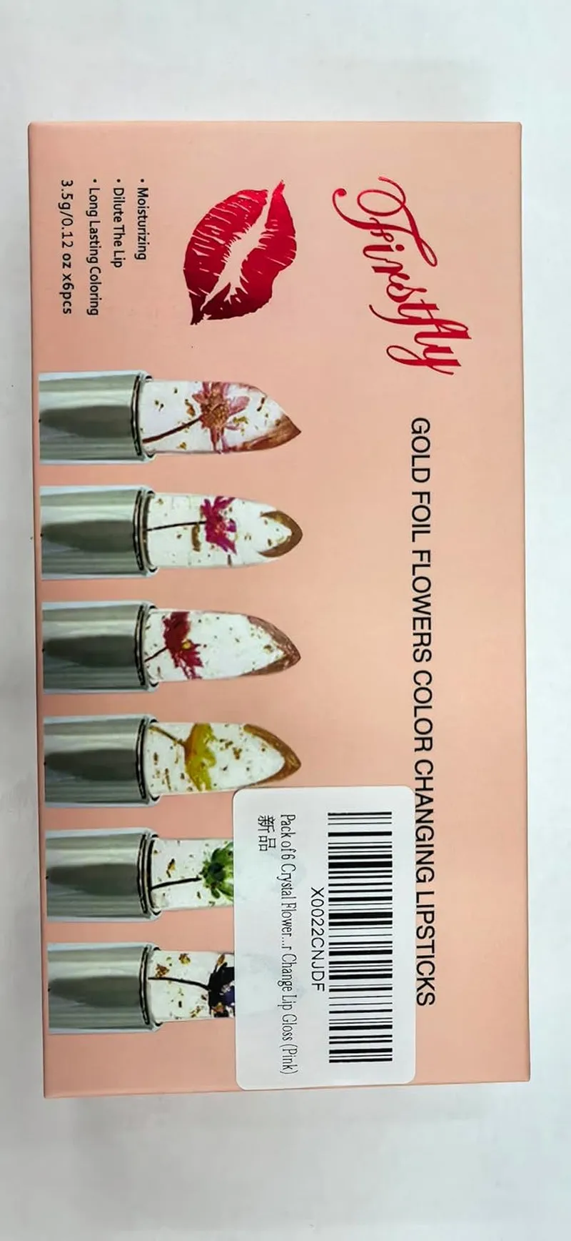 Pack of 6 Crystal Flower Jelly Lipstick, Long Lasting Nutritious Lip Balm Lips Moisturizer Magic Temperature Color Change Lip Gloss (Pink)