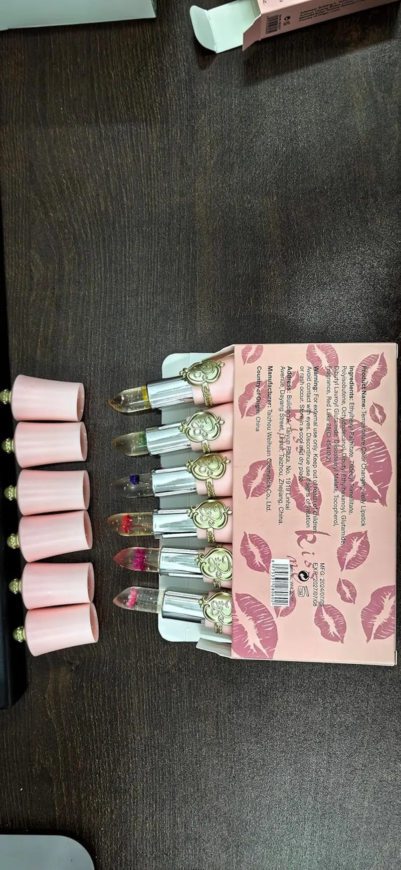 Pack of 6 Crystal Flower Jelly Lipstick, Long Lasting Nutritious Lip Balm Lips Moisturizer Magic Temperature Color Change Lip Gloss (Pink)