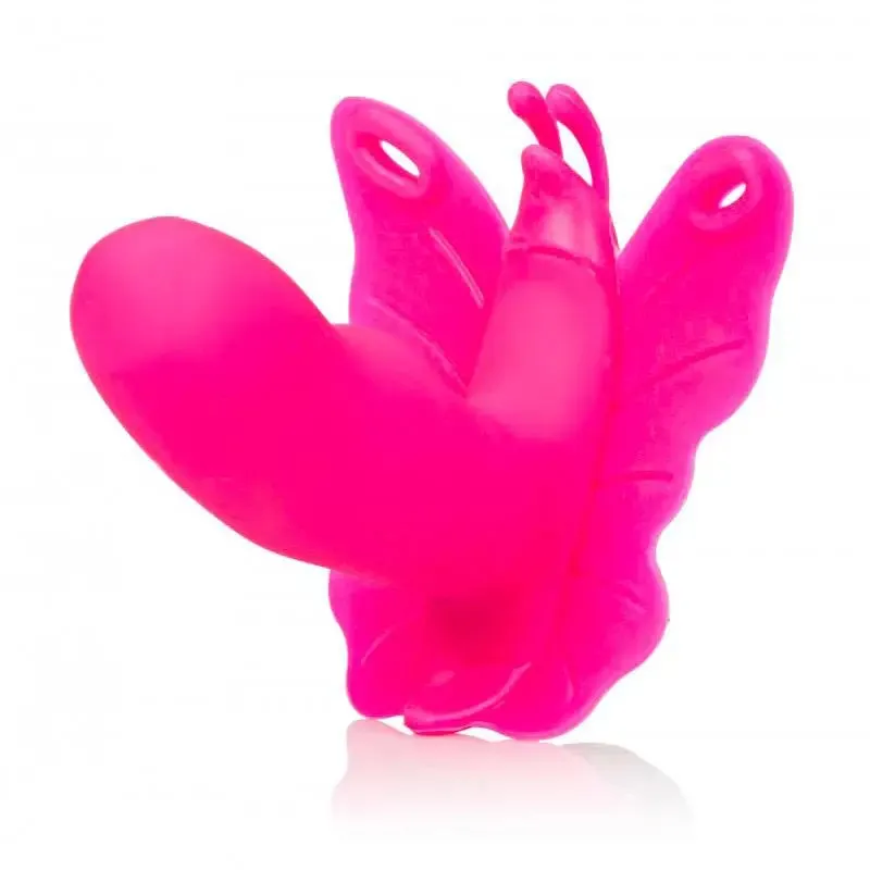 Pink Jelly Vibrating Strap on with Butterfly Clit Stim