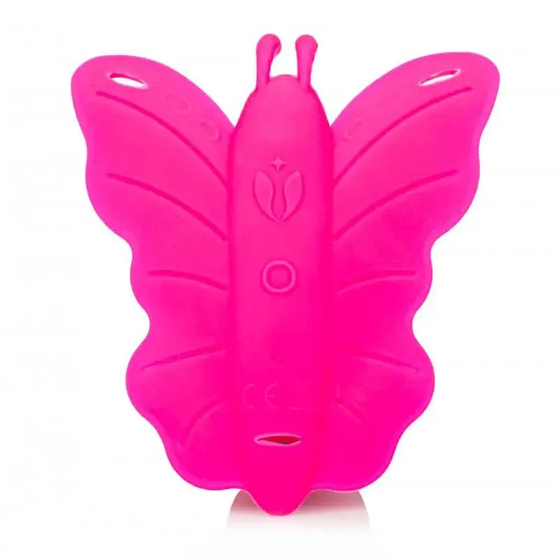 Pink Jelly Vibrating Strap on with Butterfly Clit Stim