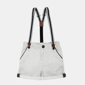 Pinstriped Oxford Shorts with Adjustable Suspenders