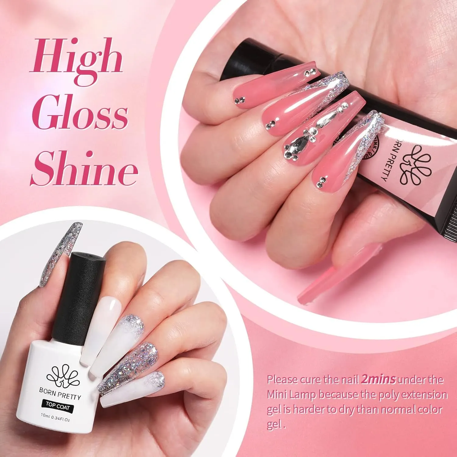 Poly Nail Extension Gel Kit-6 Colors Poly Nails Gel Kit Nude Clear Jelly Pink All in One Kit Builder Glue Gel with Nail Lamp Base Top Coat Set Nail Forms French Manicure Set for Beginner Starter DIY at Home Mother'S Day Gifts