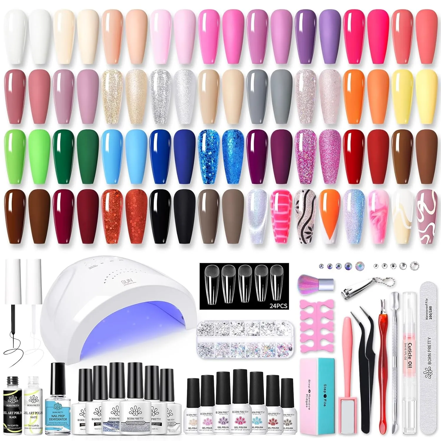 Poly Nail Extension Gel Kit-6 Colors Poly Nails Gel Kit Nude Clear Jelly Pink All in One Kit Builder Glue Gel with Nail Lamp Base Top Coat Set Nail Forms French Manicure Set for Beginner Starter DIY at Home Mother'S Day Gifts