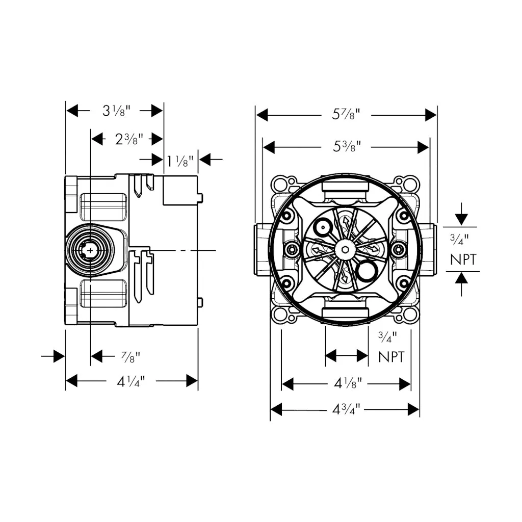 Raindance E 1-Way Thermostatic Trim Complete Shower Set - Wall Mount - 12" Brass/Matt White