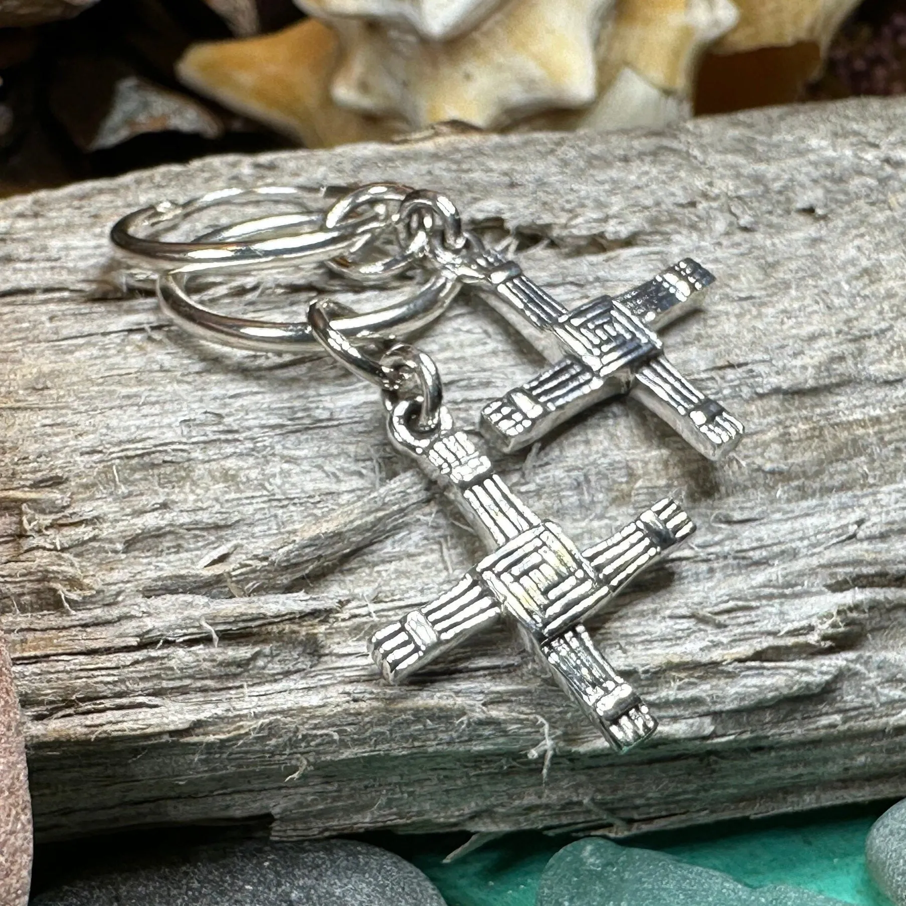 Saint Brigid's Cross Hoop Earrings
