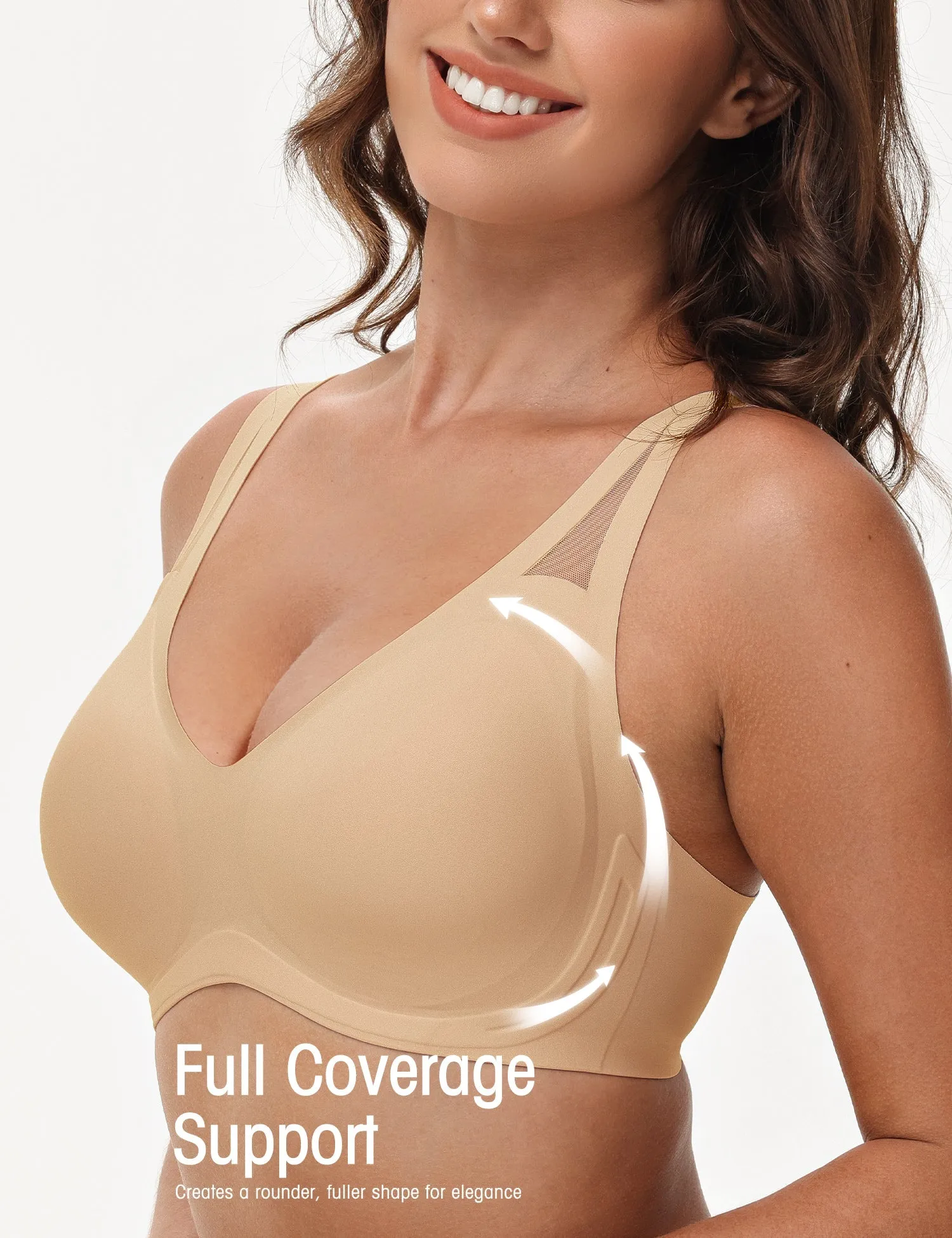 Seamless Wireless V-Neck Bra Dark Nude