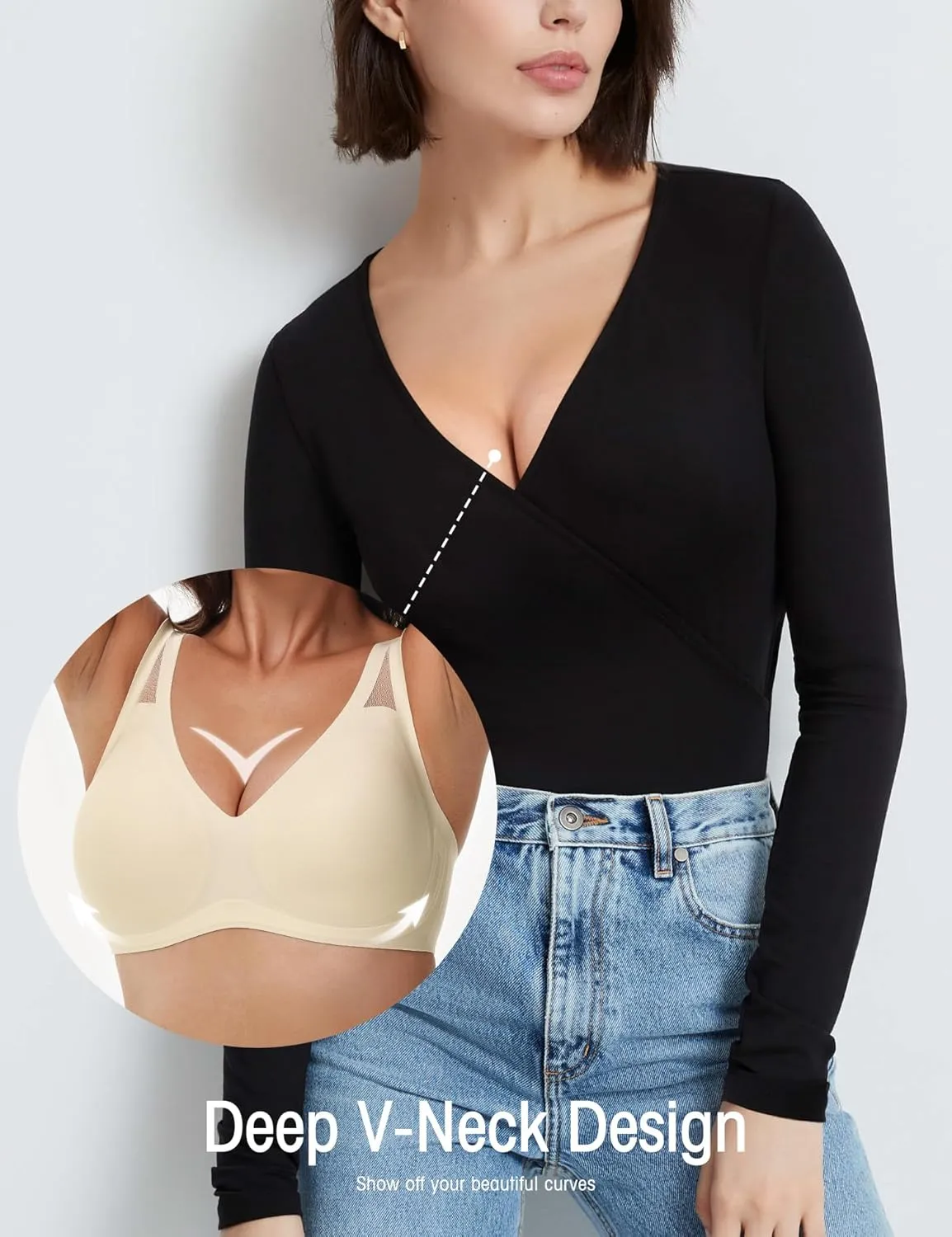 Seamless Wireless V-Neck Bra Light Nude
