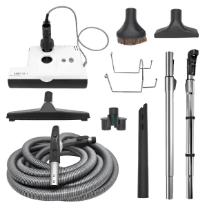 SEBO 30′ STANDARD CENTRAL VACUUM KIT WITH WHITE ET-1 F2 POWER HEAD