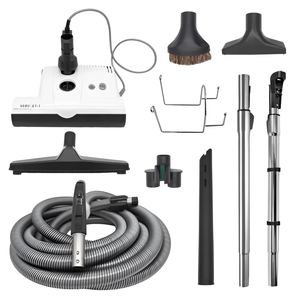 SEBO 30′ STANDARD CENTRAL VACUUM KIT WITH WHITE ET-1 F2 POWER HEAD