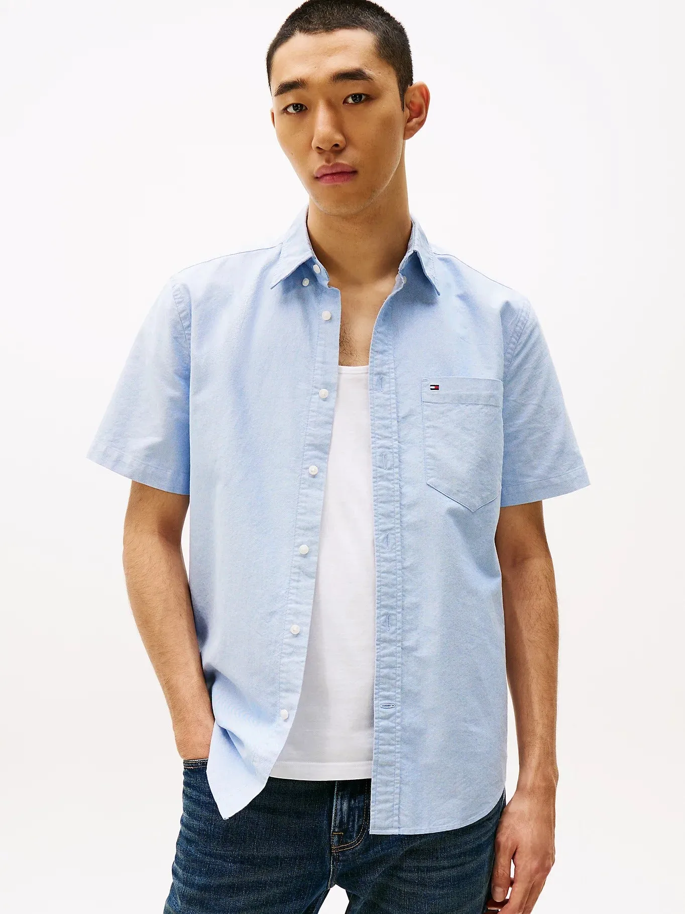 Short Sleeve Oxford Shirt in Blue