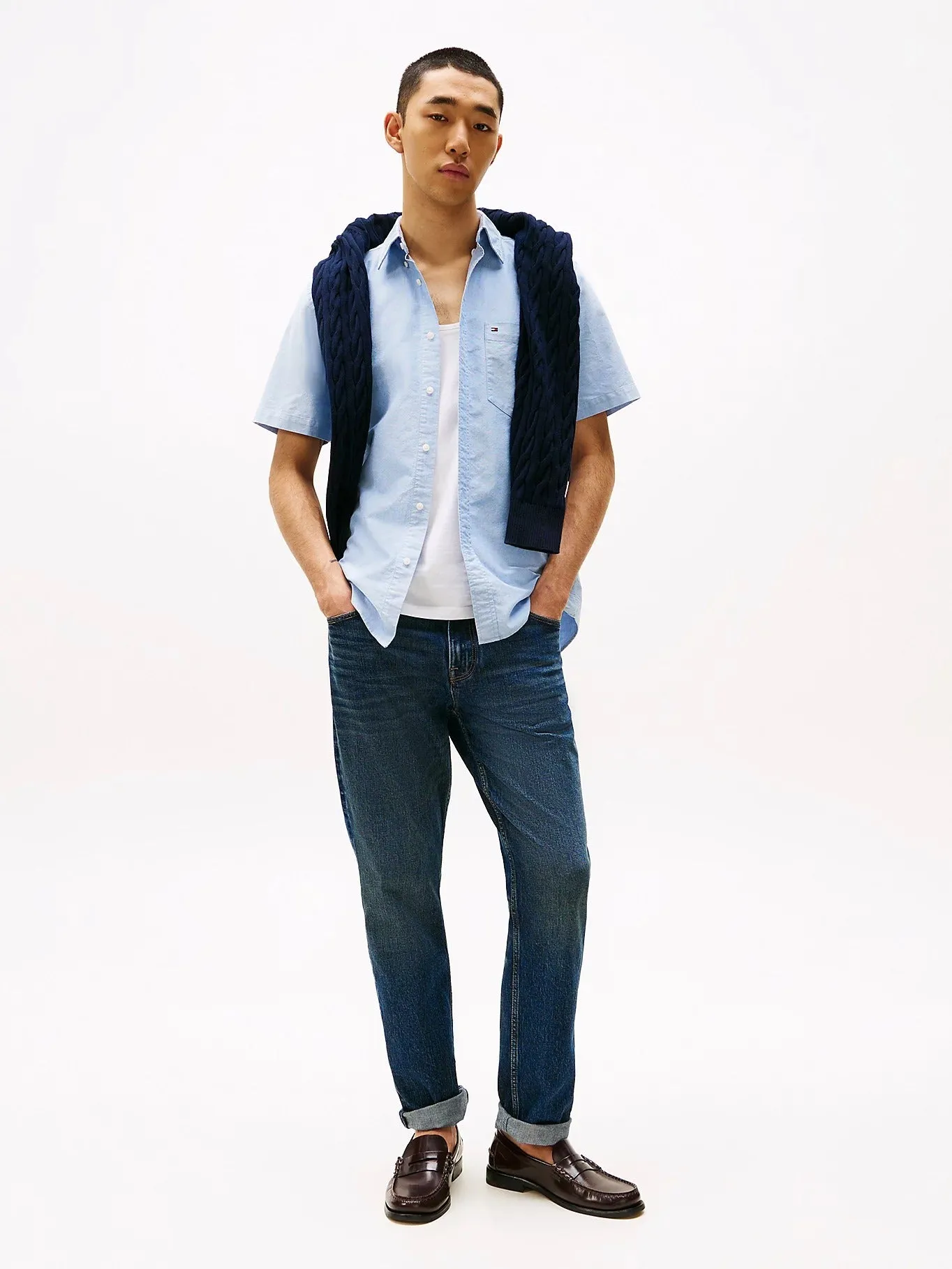 Short Sleeve Oxford Shirt in Blue
