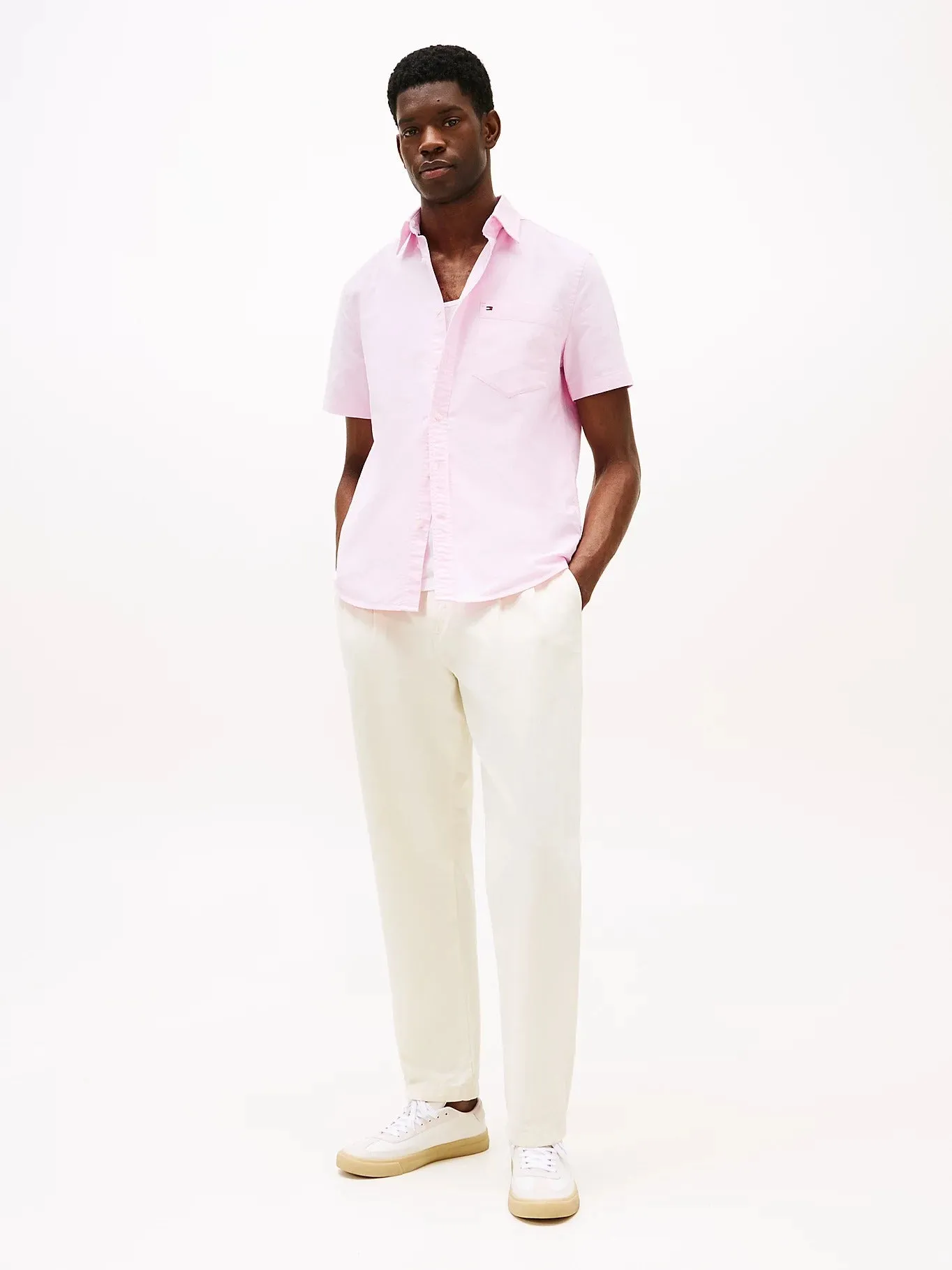 Short Sleeve Oxford Shirt in Pink