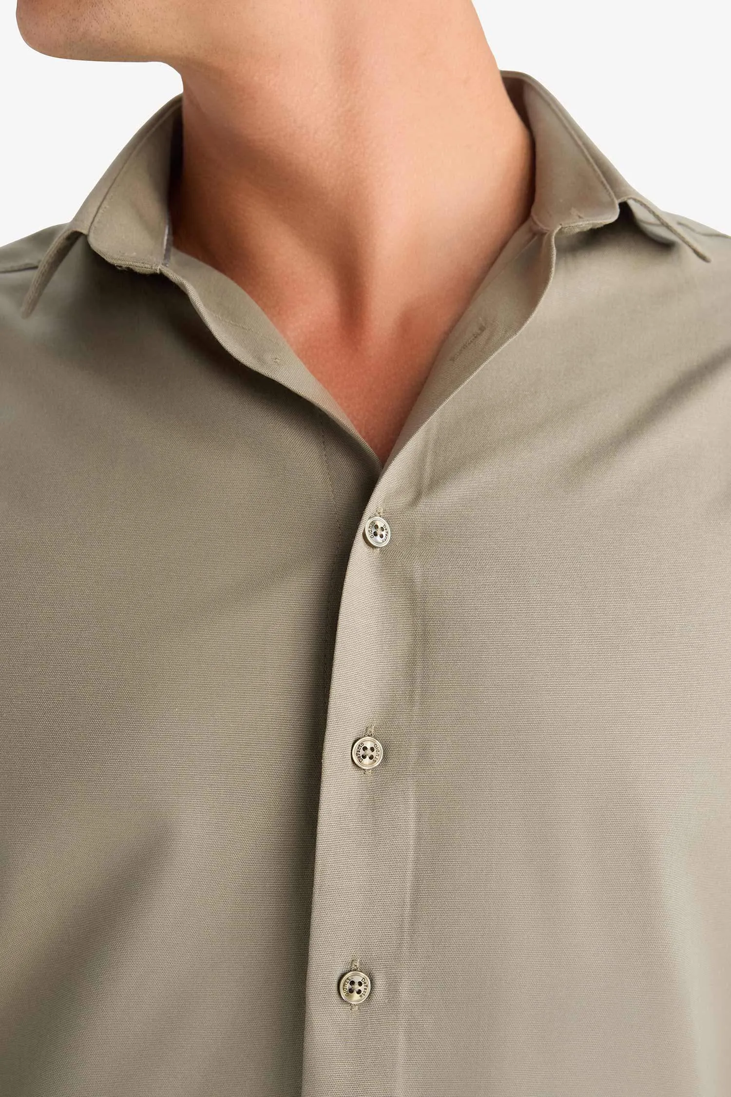 Slim Fit Polo Collar Oxford Long Sleeve Shirt