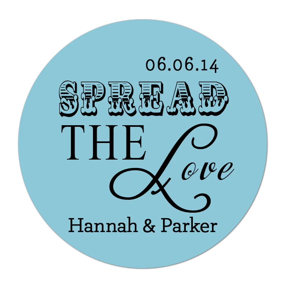 Spread The Love Personalized Wedding Favor Sticker