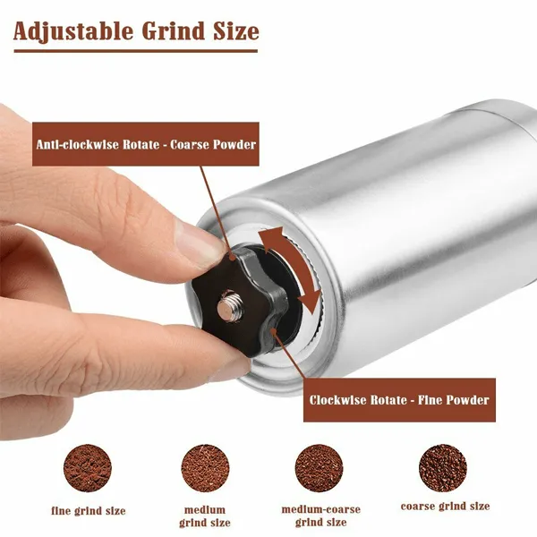 Stainless Steel Manual Coffee Grinder with Ceramic Burr