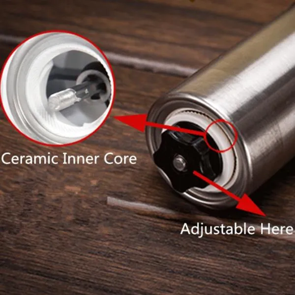 Stainless Steel Manual Coffee Grinder with Ceramic Burr