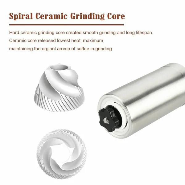 Stainless Steel Manual Coffee Grinder with Ceramic Burr