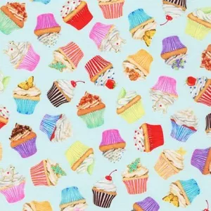 Sweet Tooth by Robert Kaufman Fabrics CUPCAKE TOSS/MINT