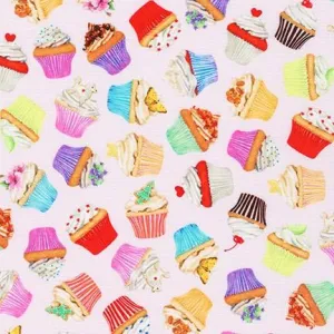 Sweet Tooth by Robert Kaufman Fabrics CUPCAKE TOSS/STRAWBERRY