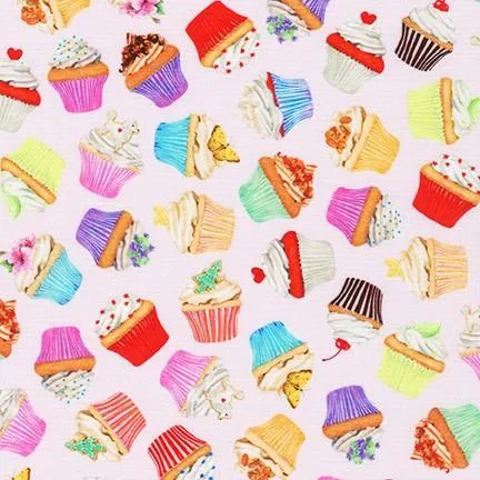 Sweet Tooth by Robert Kaufman Fabrics CUPCAKE TOSS/STRAWBERRY