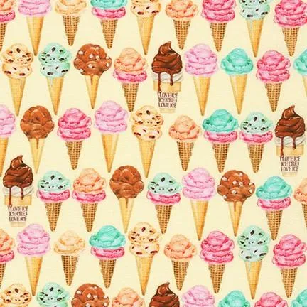Sweet Tooth by Robert Kaufman Fabrics SM ICE CREAM CONES/VANILLA