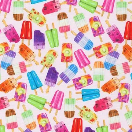 Sweet Tooth by Robert Kaufman Fabrics SM POPCICLE TOSS/STRAWBERRY
