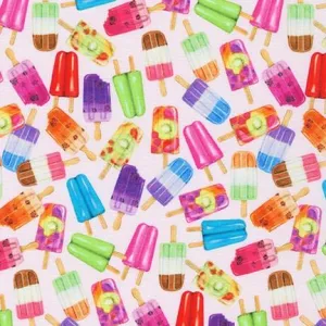 Sweet Tooth by Robert Kaufman Fabrics SM POPCICLE TOSS/STRAWBERRY