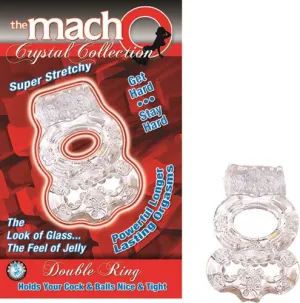 The Macho Crystal Collection Double Ring Clear