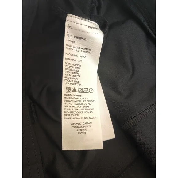 (V) Eddie Bauer Women skort 2 in 1 skirt/short hiking sport black light sz 6