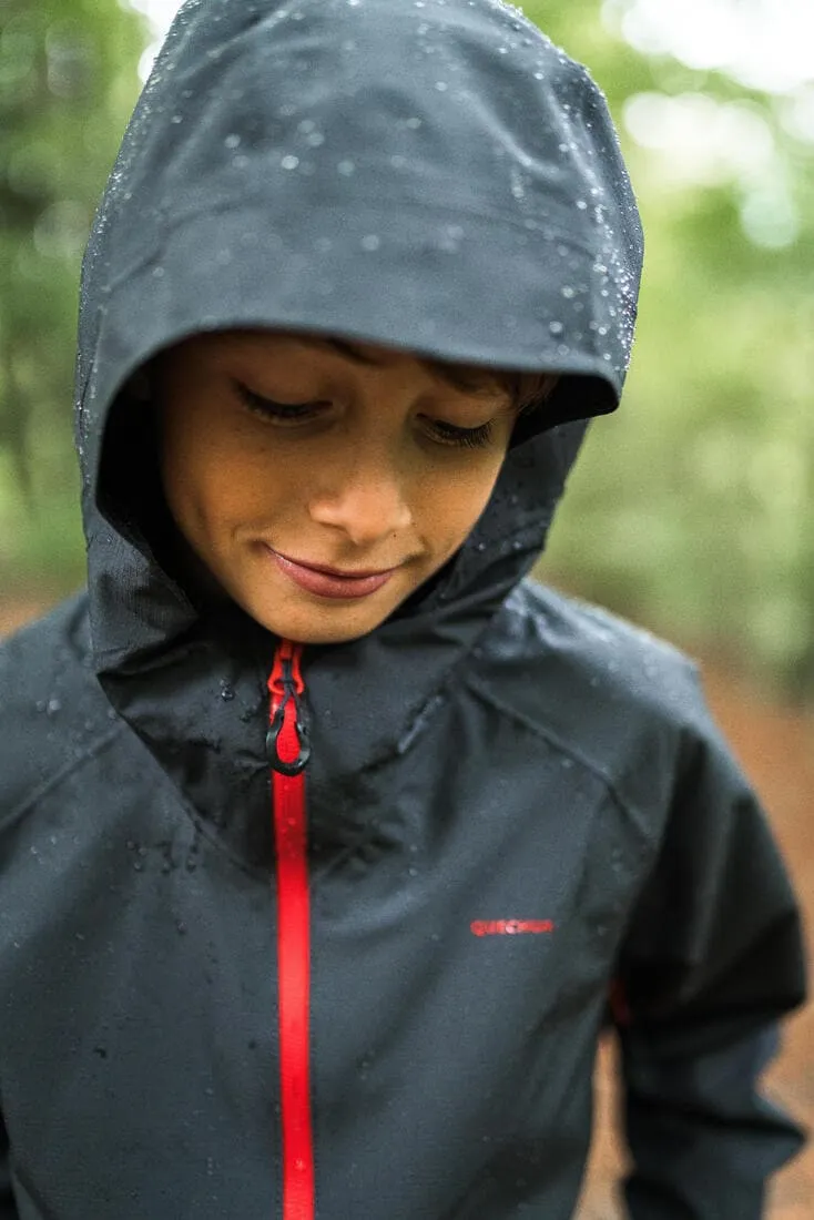 Veste imperméable de randonnée enfant 7-15 ans, MH900 noire
